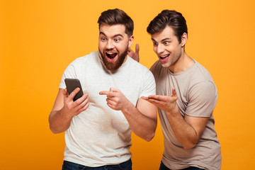 Portrait of a two cheerful young men