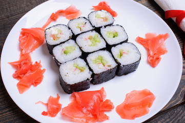 close up of fresh sushi set