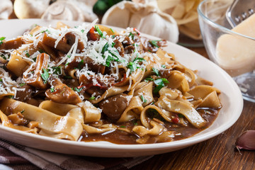 Tagliatelle pasta with champignon