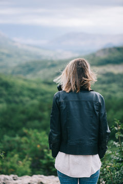 Rear View Of Woman Watching Scenery