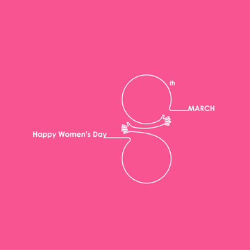 Creative 8 March logo vector design with International women's day icon.Women's day symbol.Minimalistic design for international women's day concept.Vector illustration