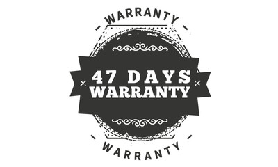 47 days warranty icon vintage rubber stamp guarantee