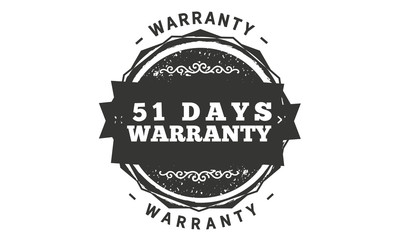 51 days warranty icon vintage rubber stamp guarantee