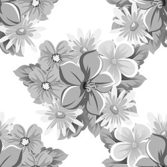 abstract monochrome seamless pattern of flowers. for card designs, greeting cards, birthday invitations, Valentine's day, party, holiday.