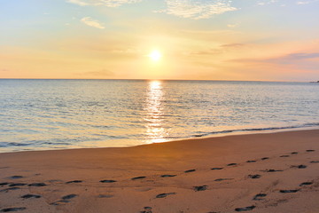 Fototapeta na wymiar Sunset view in Sengigi Beach, Lombok Island, Indonesia