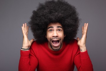Happy man with afro