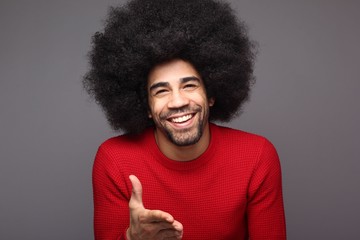 Happy man with afro