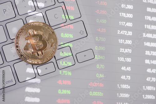 Double Exposure Of Bitcoin Photos And Stock Data Economy Stock - 