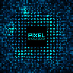 Abstract Pixel Blue - Green Bright Glow Background. Vector illustration.