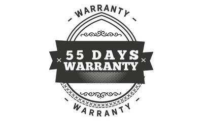 55 days warranty icon vintage rubber stamp guarantee