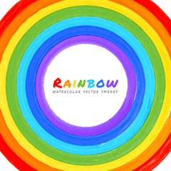 Rainbow Watercolor circle. Vector illustration.