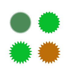 Set of vector starburst, sunburst badges. Different color. Simple flat style Vintage labels. Colored stickers.