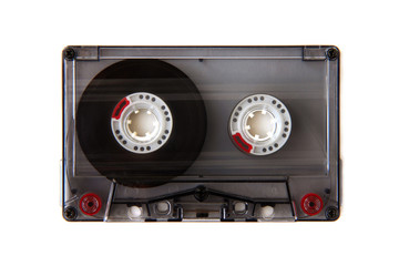 Fototapeta premium Audio cassette - analogue audio storage media. Audio cassette on white background