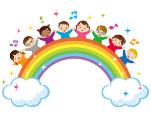 Obraz na płótnie Canvas 虹と世界の子供たち