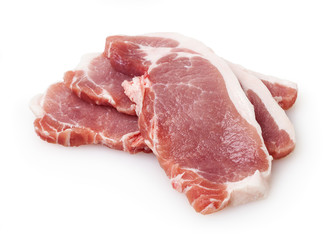 Raw pork meat isolated on white background with clipping path