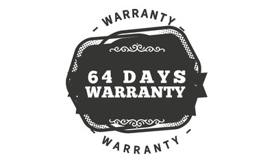 64 days warranty icon vintage rubber stamp guarantee