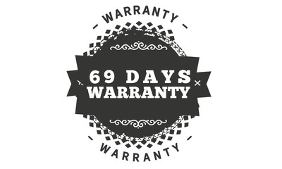 69 days warranty icon vintage rubber stamp guarantee