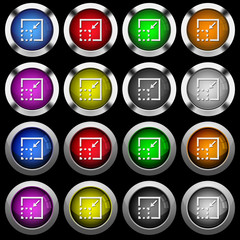 Minimize element white icons in round glossy buttons on black background