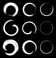 Set of White Grunge Circle Stains. Vector illustration.