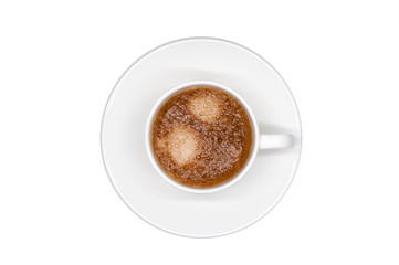 coffee cup isolated top view on white background