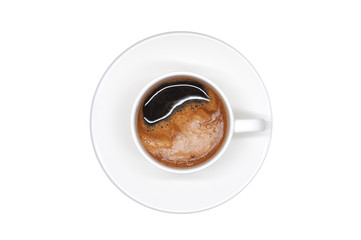 coffee cup isolated top view on white background