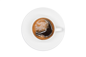 coffee cup isolated top view on white background