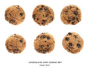 set of chocolate ship cookies isolated on white background