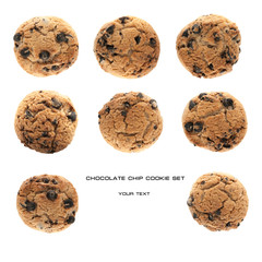 set of chocolate ship cookies isolated on white background