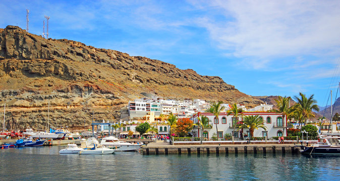 Arguineguin Puerto port in Mogan Gran Canaria of Canary Islands. Spain