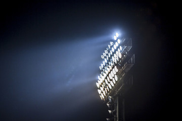 Great reflecting tower at the sports arena stadium, Night time