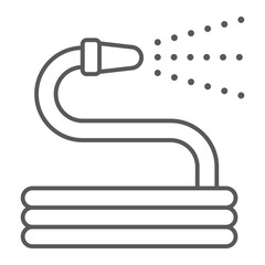 Garden hose thin line icon, farming and agriculture, water hose sign vector graphics, a linear pattern on a white background, eps 10.