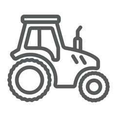 Tractor line icon, farming and agriculture, farm vehicle sign vector graphics, a linear pattern on a white background, eps 10.