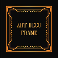 Vintage retro golden frame in Art Deco style. Template for design