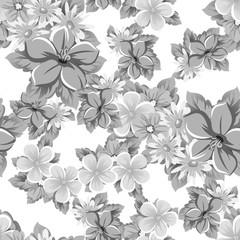 abstract monochrome seamless pattern of flowers. for card designs, greeting cards, birthday invitations, Valentine's day, party, holiday.