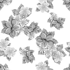 abstract monochrome seamless pattern of flowers. for card designs, greeting cards, birthday invitations, Valentine's day, party, holiday.