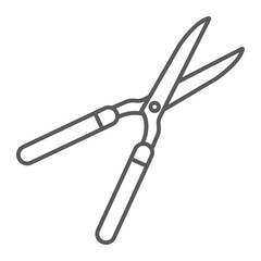 Garden shears thin line icon, farming and agriculture, garden scissors sign vector graphics, a linear pattern on a white background, eps 10.