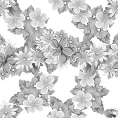 abstract monochrome seamless pattern of flowers. for card designs, greeting cards, birthday invitations, Valentine's day, party, holiday.