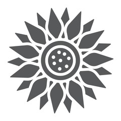 Sun flower glyph icon, farming and agriculture, plant sign vector graphics, a solid pattern on a white background, eps 10.