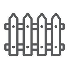 Fence line icon, wooden and architecture, wall sign vector graphics, a linear pattern on a white background, eps 10.