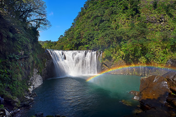 Beautiful Waterfall in Shifen Waterfall,Taiwan,Long Exposure
