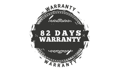 82 days warranty icon vintage rubber stamp guarantee