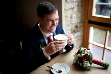 Man and woman touching hands. Young and groom holding hands. Wedding ring. The man in the suit. The girl in a wedding dress. Recognition of love