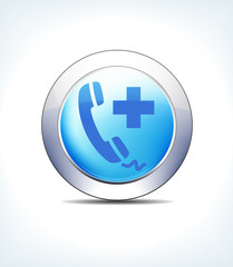 Fototapeta premium Blue Icon Button Phone Call Help, Medical Assistance, Healthcare & Pharma