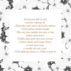 Frame monochrome of flowers. for card designs, greeting cards, birthday invitations, Valentine's day, party, holiday.