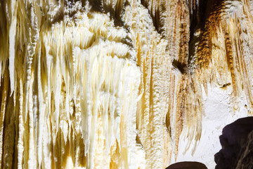 Stalagmites and stalactites in the cave