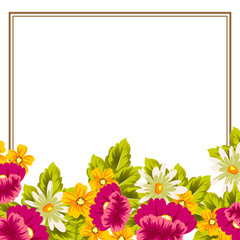 Frame of flowers. for card designs, greeting cards, birthday invitations, Valentine's day, party, holiday.