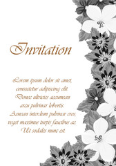 Frame monochrome of flowers. for card designs, greeting cards, birthday invitations, Valentine's day, party, holiday.