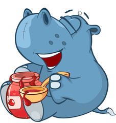 Illustration of a Cute Little Hippo Cartoon Character
