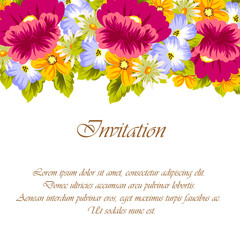 Frame of flowers. for card designs, greeting cards, birthday invitations, Valentine's day, party, holiday.