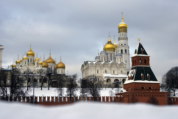 Moscow Kremlin. Color winter photo.